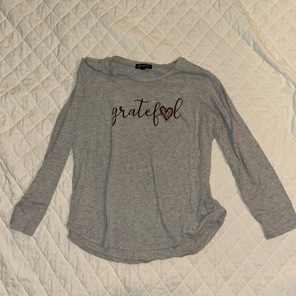 STATE OF MINE Long Sleeve Grateful Vibes Gray Shirt Women's XL